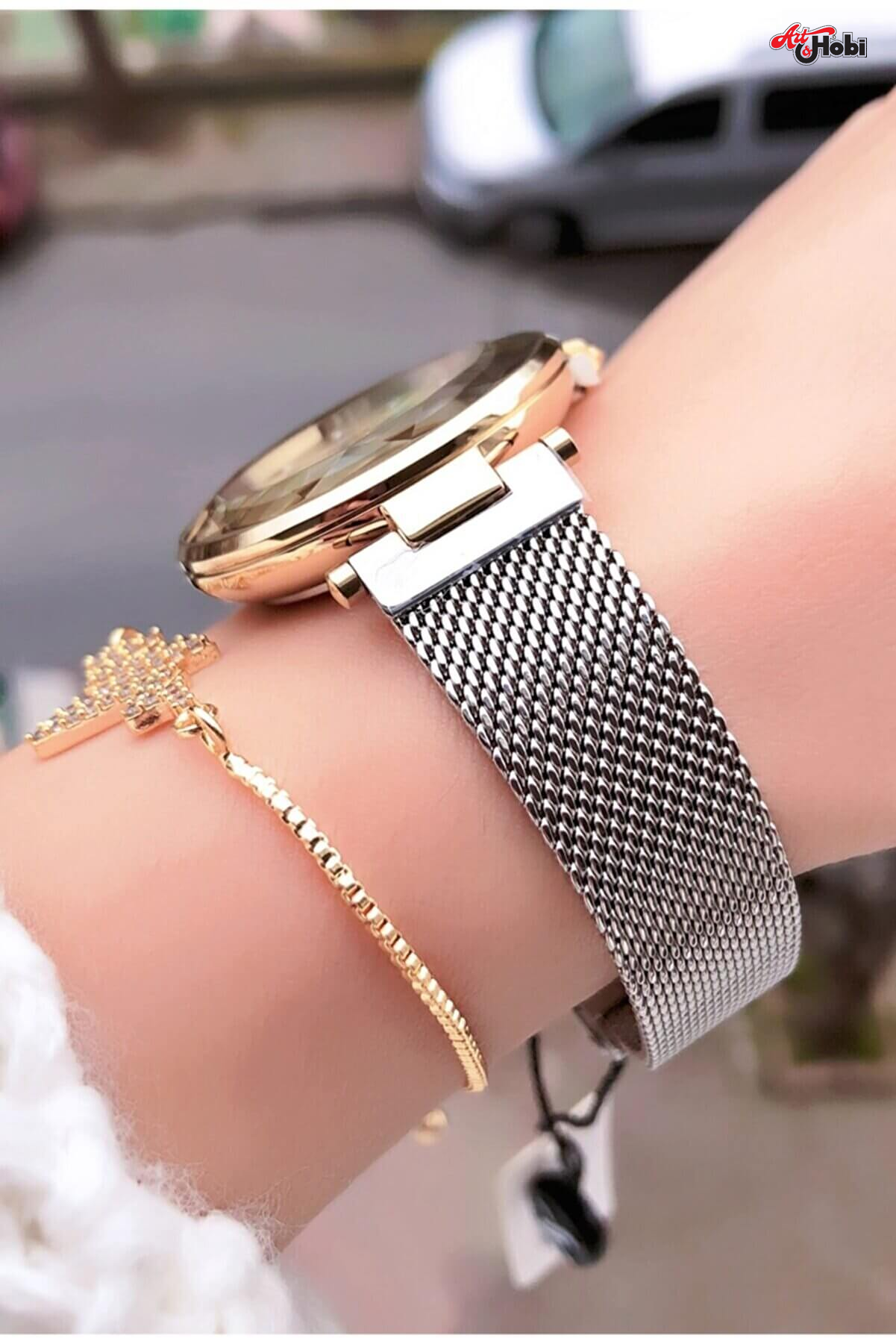 Kesme Cam Kol Saati Bileklik