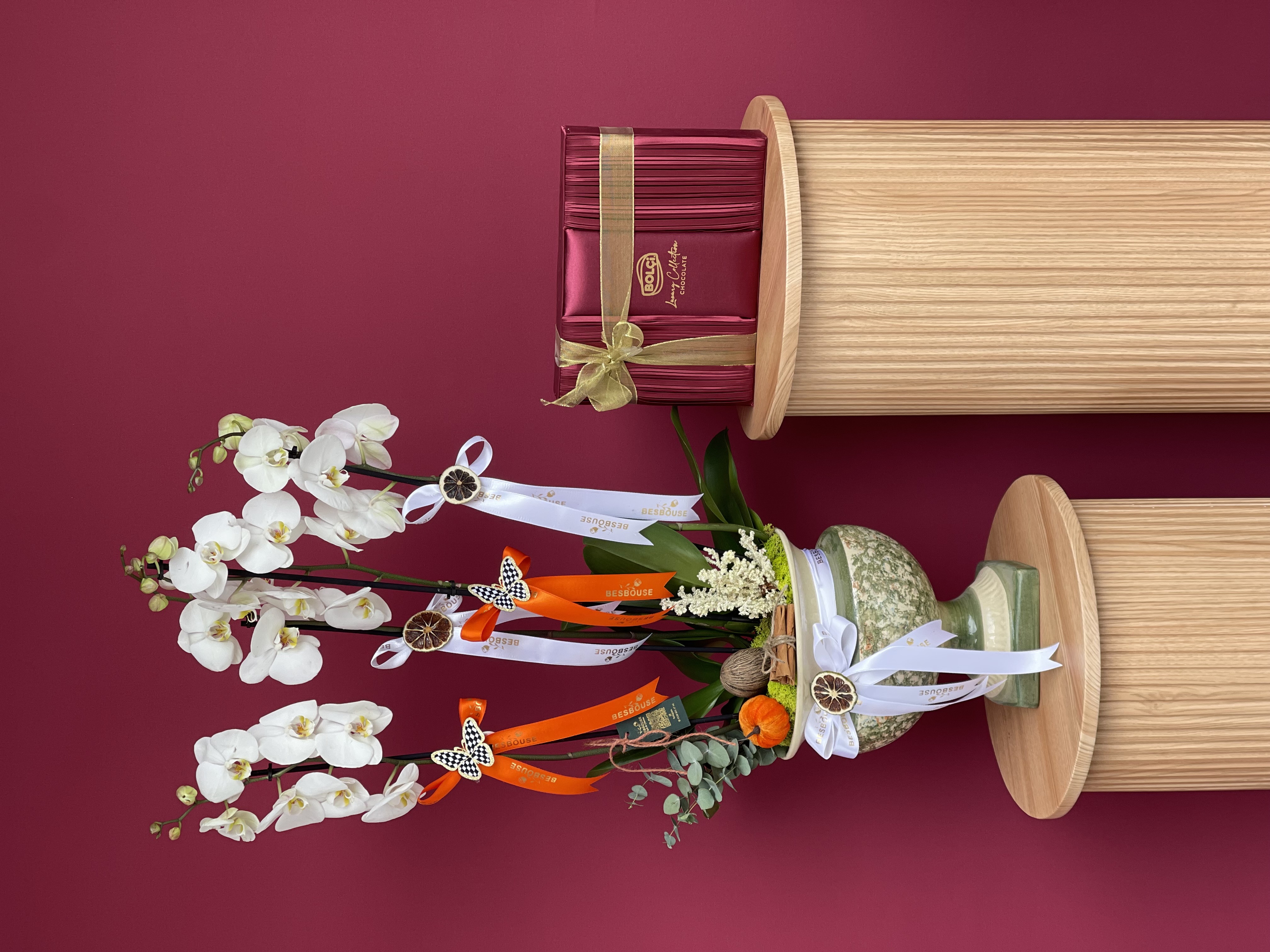 2’li Çift Dal Orkide ve Çikolata