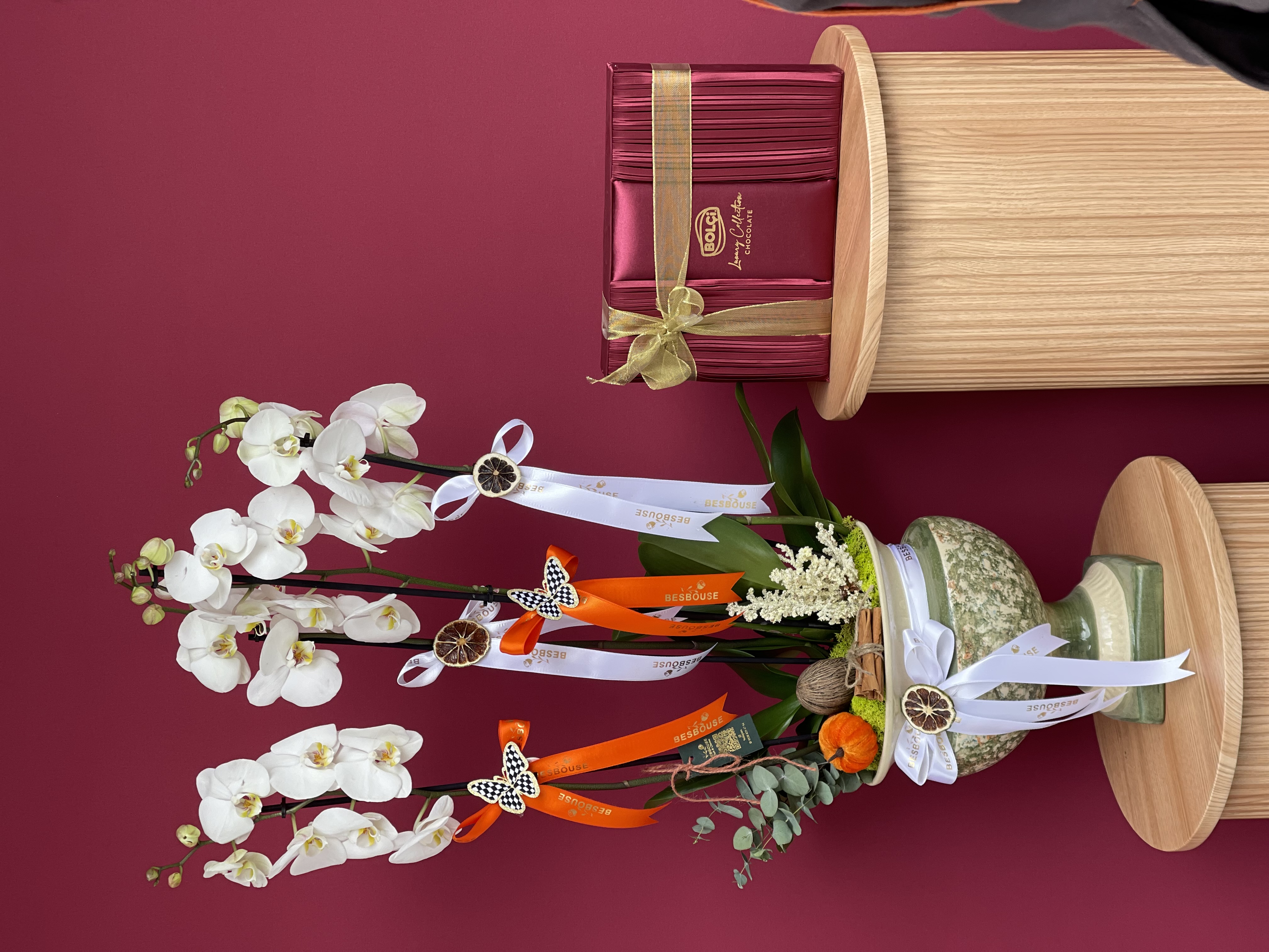 2’li Çift Dal Orkide ve Çikolata